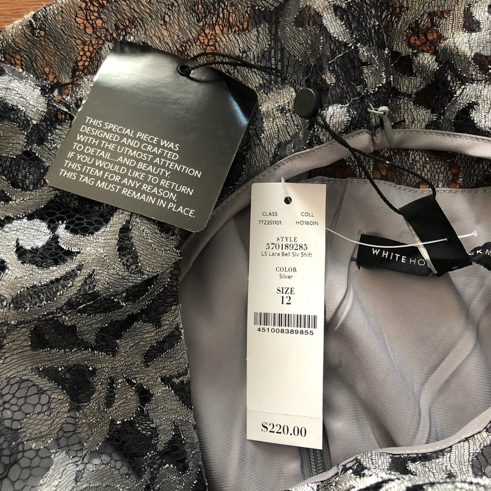 White House black market silver bell sleeve dress - Picture 10 of 10